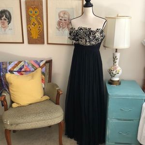 Marchesa Notte | Black Dress Ruffled Bodice